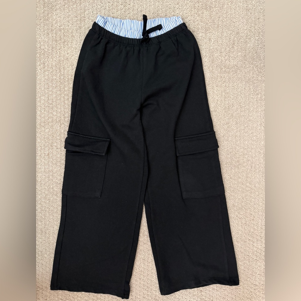 Zara Black boxer Cargo sweatpants